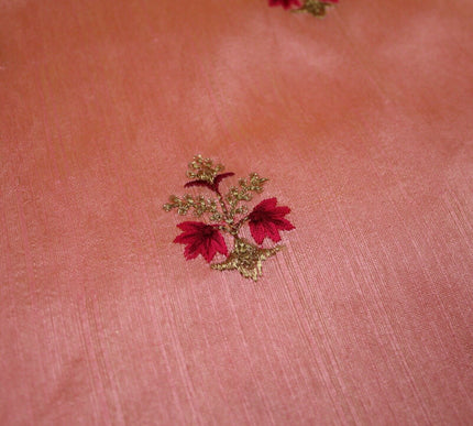 Embroidered Faux Dupion Raw Silk Dress Fabric Upholstery HomeFurnishing Material