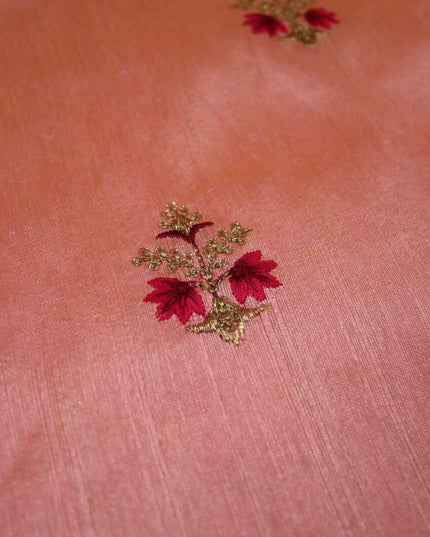 Embroidered Faux Dupion Raw Silk Dress Fabric Upholstery HomeFurnishing Material