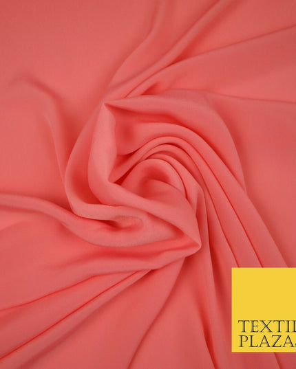 LUXURY 100% Polyester Plain Dyed Fine Soft Silky Crepe Dress Fabric ALL COLOURS
