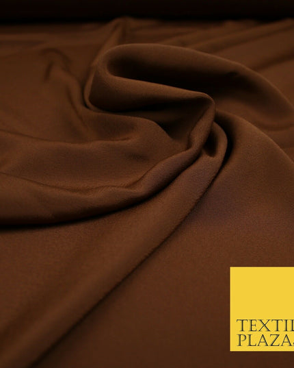 LUXURY 100% Polyester Plain Dyed Fine Soft Silky Crepe Dress Fabric ALL COLOURS