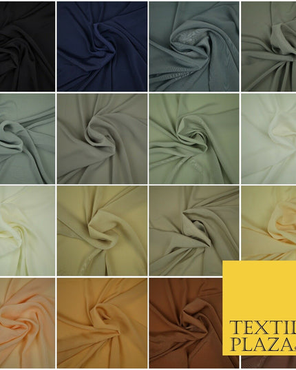 LUXURY 100% Polyester Plain Dyed Fine Soft Silky Crepe Dress Fabric ALL COLOURS