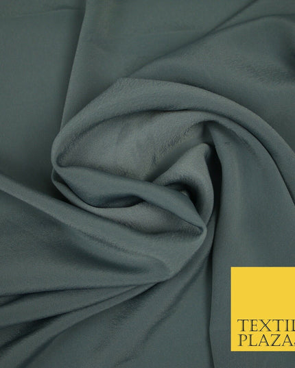 LUXURY 100% Polyester Plain Dyed Fine Soft Silky Crepe Dress Fabric ALL COLOURS