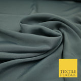 LUXURY 100% Polyester Plain Dyed Fine Soft Silky Crepe Dress Fabric ALL COLOURS