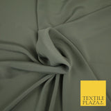 LUXURY 100% Polyester Plain Dyed Fine Soft Silky Crepe Dress Fabric ALL COLOURS