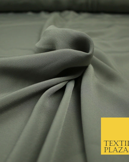 LUXURY 100% Polyester Plain Dyed Fine Soft Silky Crepe Dress Fabric ALL COLOURS