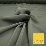 LUXURY 100% Polyester Plain Dyed Fine Soft Silky Crepe Dress Fabric ALL COLOURS