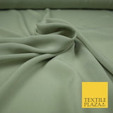 LUXURY 100% Polyester Plain Dyed Fine Soft Silky Crepe Dress Fabric ALL COLOURS