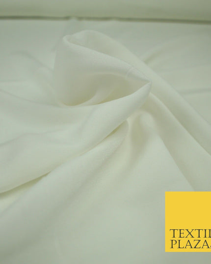 LUXURY 100% Polyester Plain Dyed Fine Soft Silky Crepe Dress Fabric ALL COLOURS