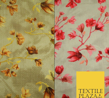 Bluebell Flower Branch Summer Luxury 100%Pure Printed Floral Cotton Linen Fabric