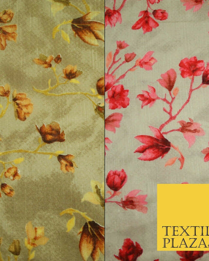 Bluebell Flower Branch Summer Luxury 100%Pure Printed Floral Cotton Linen Fabric