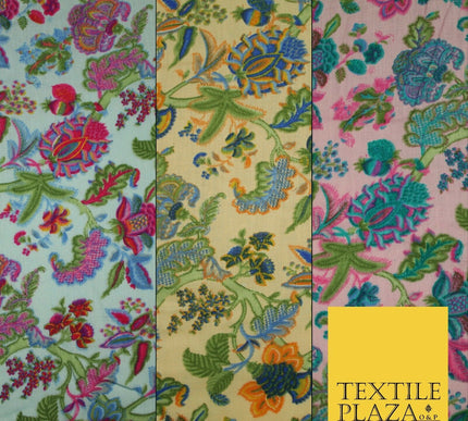 Intricate Jungle Mix Paisley Pastel Summer Luxury Printed Floral Cotton Fabric