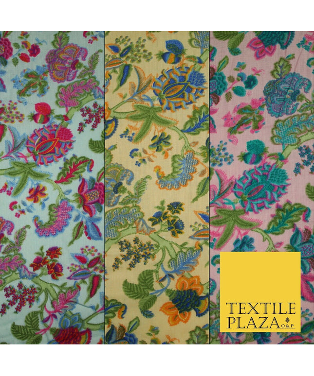 Intricate Jungle Mix Paisley Pastel Summer Luxury Printed Floral Cotton Fabric