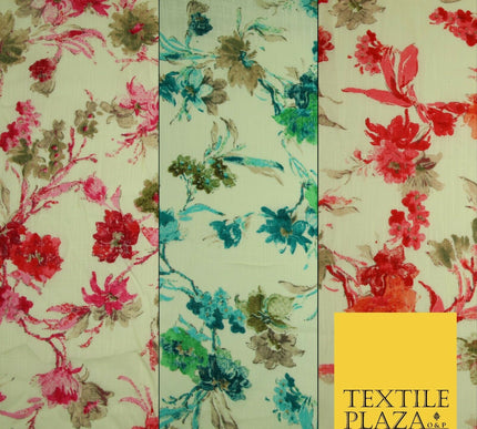 Artsy Orchid Lily Mix Summer Luxury 100% Pure Printed Floral Cotton Linen Fabric