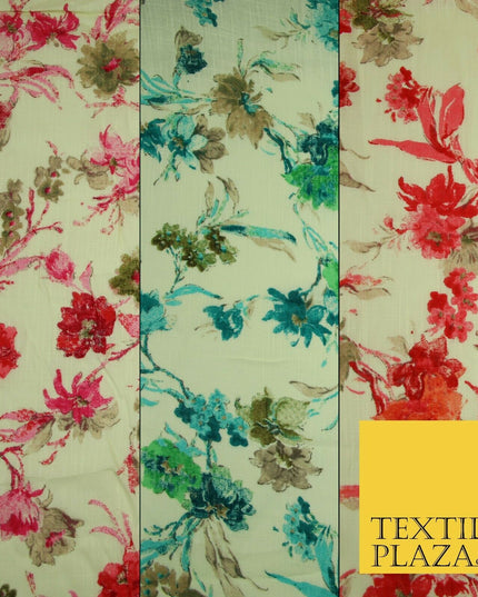 Artsy Orchid Lily Mix Summer Luxury 100% Pure Printed Floral Cotton Linen Fabric