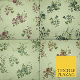 Vintage Rose Cluster Summer Luxury 100% Pure Printed Floral Cotton Linen Fabric