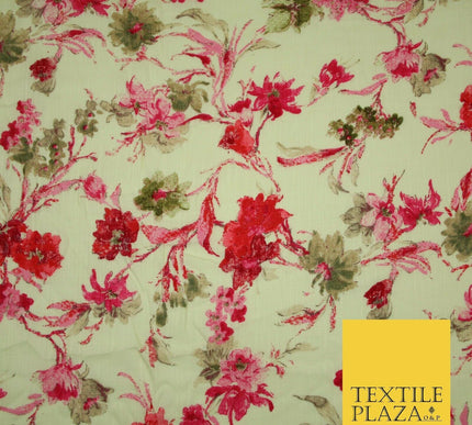 Artsy Orchid Lily Mix Summer Luxury 100% Pure Printed Floral Cotton Linen Fabric