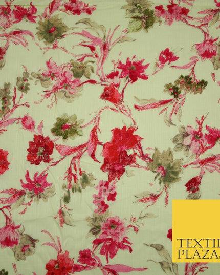 Artsy Orchid Lily Mix Summer Luxury 100% Pure Printed Floral Cotton Linen Fabric
