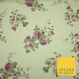 Vintage Rose Cluster Summer Luxury 100% Pure Printed Floral Cotton Linen Fabric