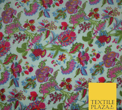 Intricate Jungle Mix Paisley Pastel Summer Luxury Printed Floral Cotton Fabric