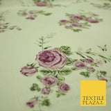 Vintage Rose Cluster Summer Luxury 100% Pure Printed Floral Cotton Linen Fabric