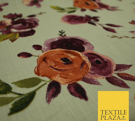 Vintage Artsy Flower Summer Luxury 100% Pure Printed Floral Cotton Linen Fabric