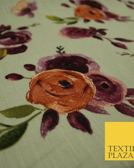 Vintage Artsy Flower Summer Luxury 100% Pure Printed Floral Cotton Linen Fabric
