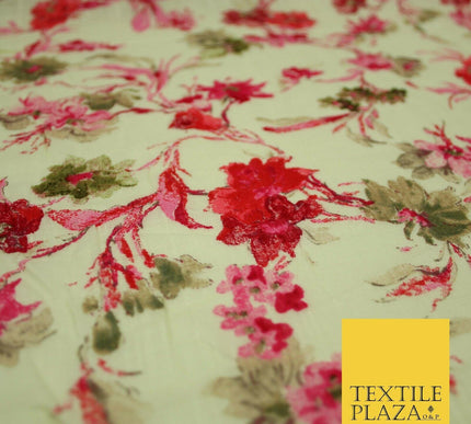 Artsy Orchid Lily Mix Summer Luxury 100% Pure Printed Floral Cotton Linen Fabric