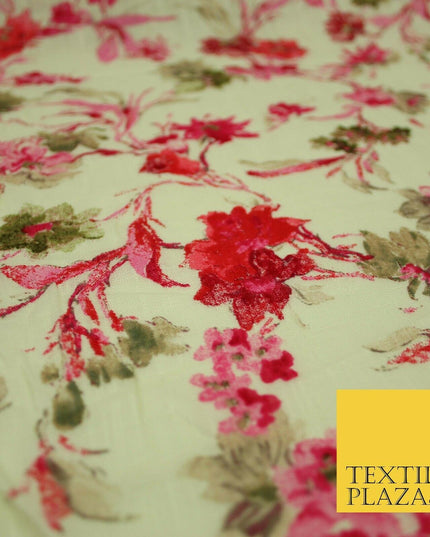 Artsy Orchid Lily Mix Summer Luxury 100% Pure Printed Floral Cotton Linen Fabric
