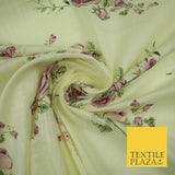 Vintage Rose Cluster Summer Luxury 100% Pure Printed Floral Cotton Linen Fabric