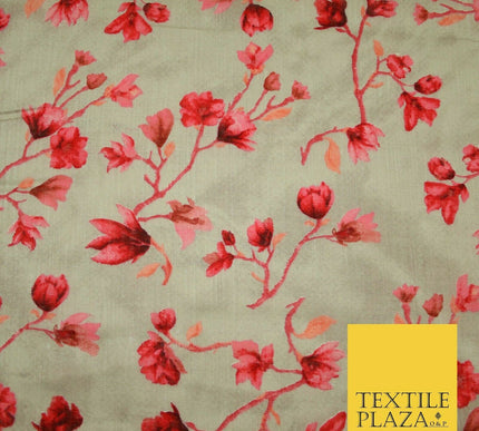 Bluebell Flower Branch Summer Luxury 100%Pure Printed Floral Cotton Linen Fabric