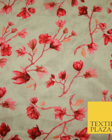 Bluebell Flower Branch Summer Luxury 100%Pure Printed Floral Cotton Linen Fabric