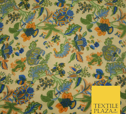 Intricate Jungle Mix Paisley Pastel Summer Luxury Printed Floral Cotton Fabric