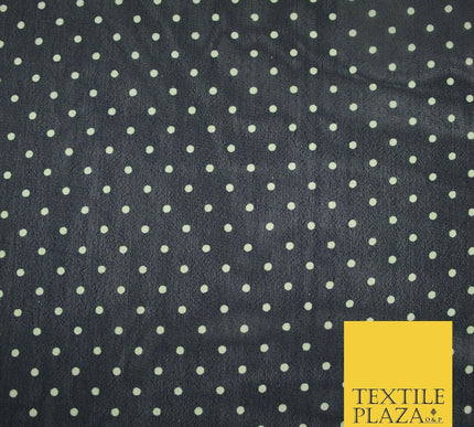 Small Ivory Ecru 3mm Polka Dot Spotted Printed Sheen Soft Georgette Dress Fabric