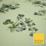 Vintage Rose Cluster Summer Luxury 100% Pure Printed Floral Cotton Linen Fabric