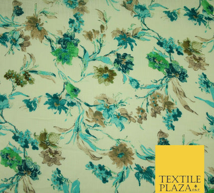 Artsy Orchid Lily Mix Summer Luxury 100% Pure Printed Floral Cotton Linen Fabric