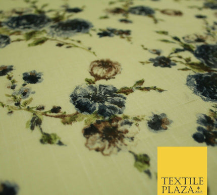 Scattered Carnations Summer Luxury 100% Pure Printed Floral Cotton Linen Fabric