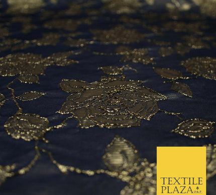 Luxury Textured Gold Floral Rose Brocade Dress Fabric Metallic Fancy 5 COLOURS
