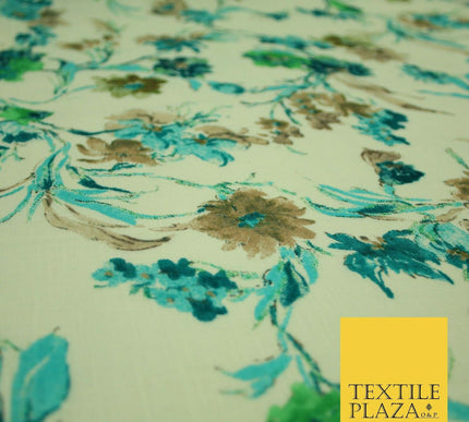 Artsy Orchid Lily Mix Summer Luxury 100% Pure Printed Floral Cotton Linen Fabric