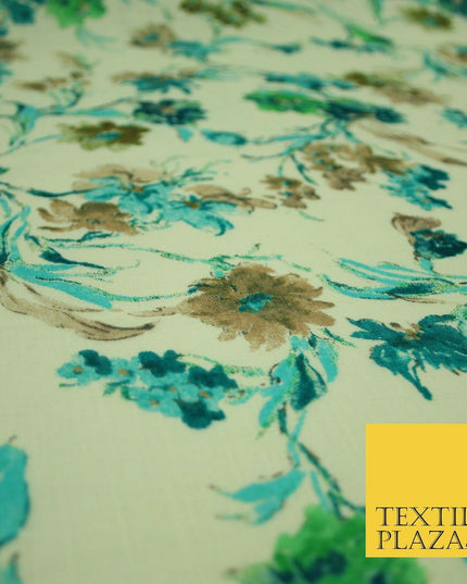 Artsy Orchid Lily Mix Summer Luxury 100% Pure Printed Floral Cotton Linen Fabric