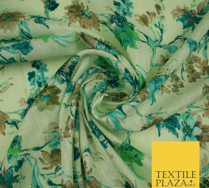 Artsy Orchid Lily Mix Summer Luxury 100% Pure Printed Floral Cotton Linen Fabric