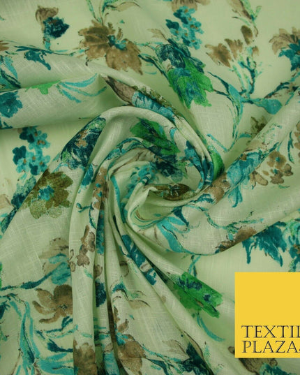 Artsy Orchid Lily Mix Summer Luxury 100% Pure Printed Floral Cotton Linen Fabric