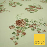 Vintage Rose Cluster Summer Luxury 100% Pure Printed Floral Cotton Linen Fabric