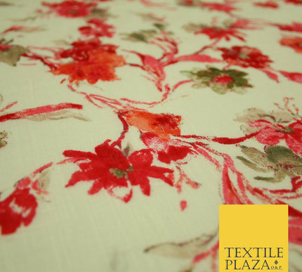 Artsy Orchid Lily Mix Summer Luxury 100% Pure Printed Floral Cotton Linen Fabric