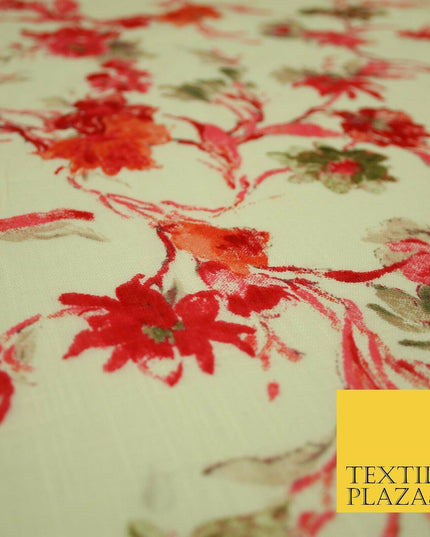 Artsy Orchid Lily Mix Summer Luxury 100% Pure Printed Floral Cotton Linen Fabric