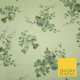 Vintage Rose Cluster Summer Luxury 100% Pure Printed Floral Cotton Linen Fabric
