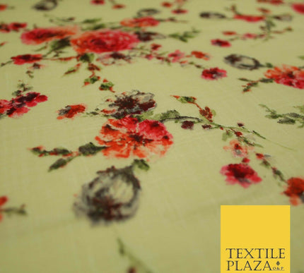 Scattered Carnations Summer Luxury 100% Pure Printed Floral Cotton Linen Fabric