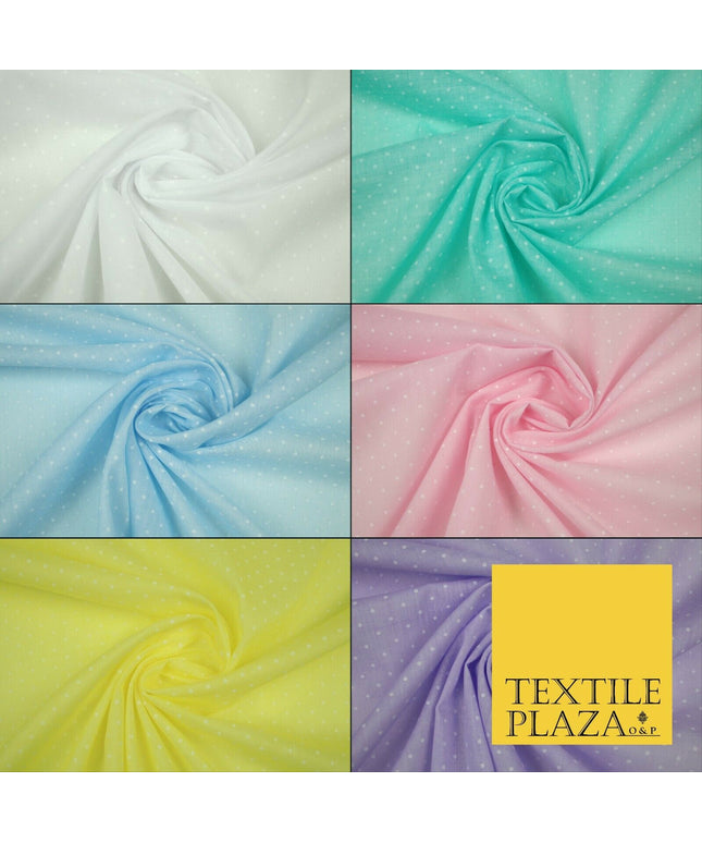 Pastel Shade Spotted Polka PIN DOT Printed Poly Cotton Fabric Polycotton Mask