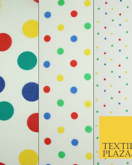 Multicolour Spotted Polka Pin Dot Printed Poly Cotton Fabric Polycotton Mask