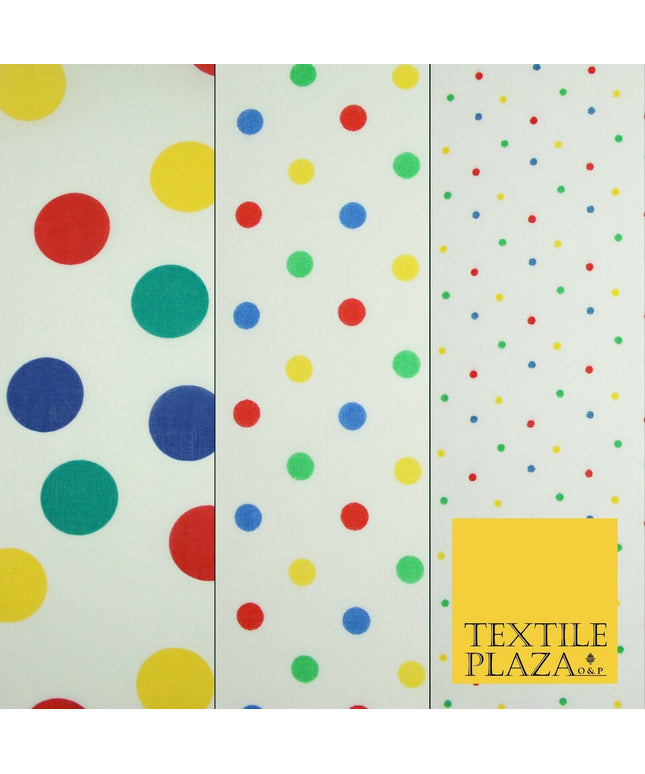 Multicolour Spotted Polka Pin Dot Printed Poly Cotton Fabric Polycotton Mask