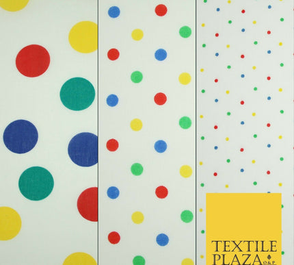 Multicolour Spotted Polka Pin Dot Printed Poly Cotton Fabric Polycotton Mask